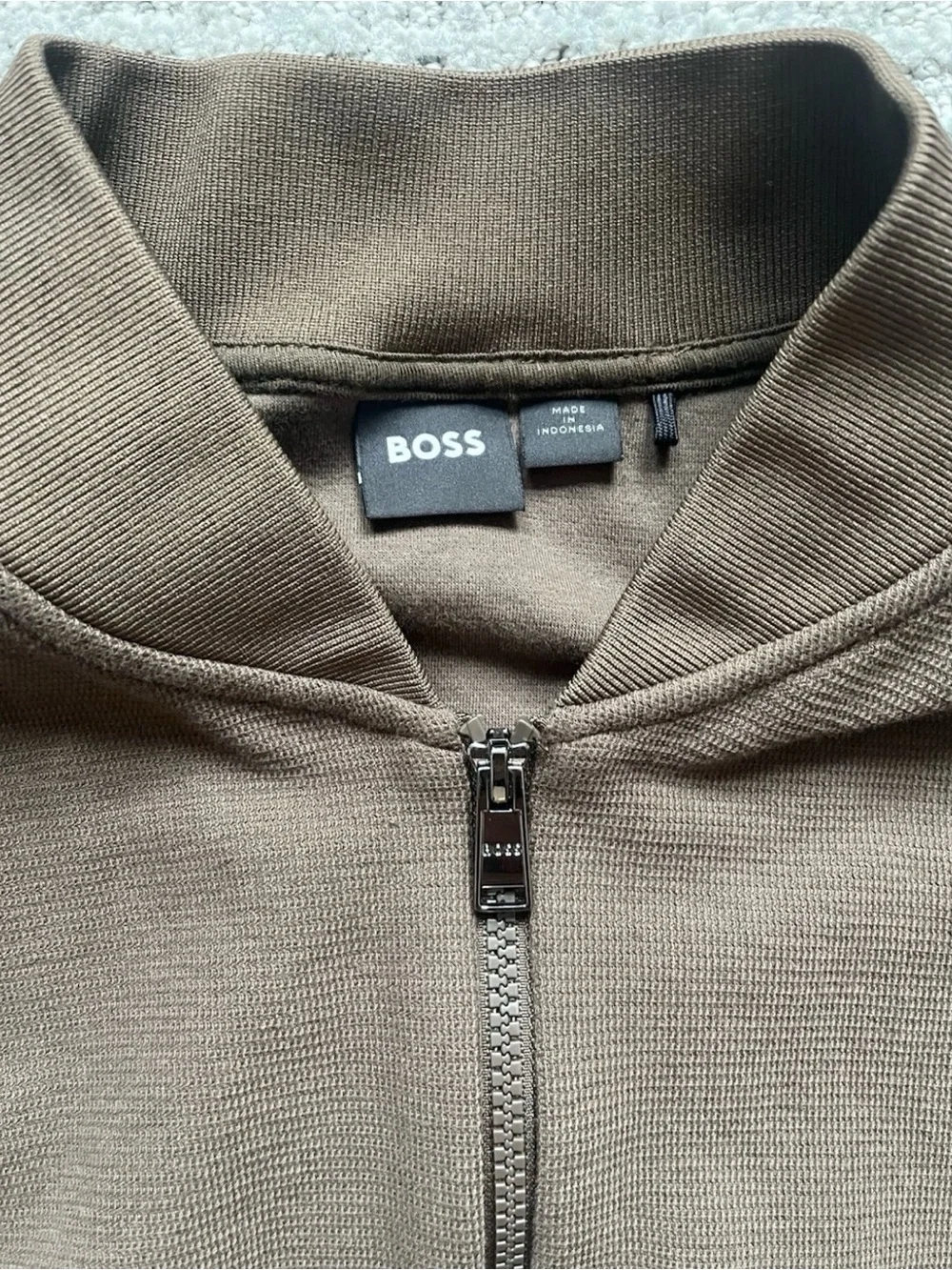 BOSS Men's Brown Full-Zip Sweater Jacket large